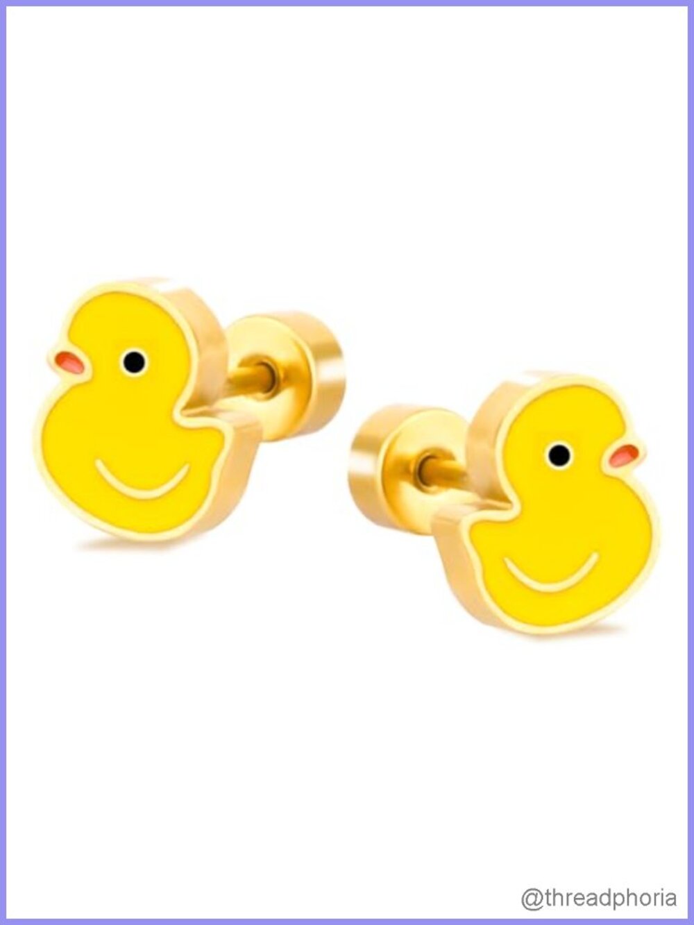 Duck Stud Earrings Stainless Steel Screw Back Cute Animal Jewelry Gift